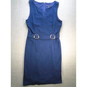 David Meister Dress Womens Size 14 Dark Blue Midi Lined Zipper Back Sleeveless
